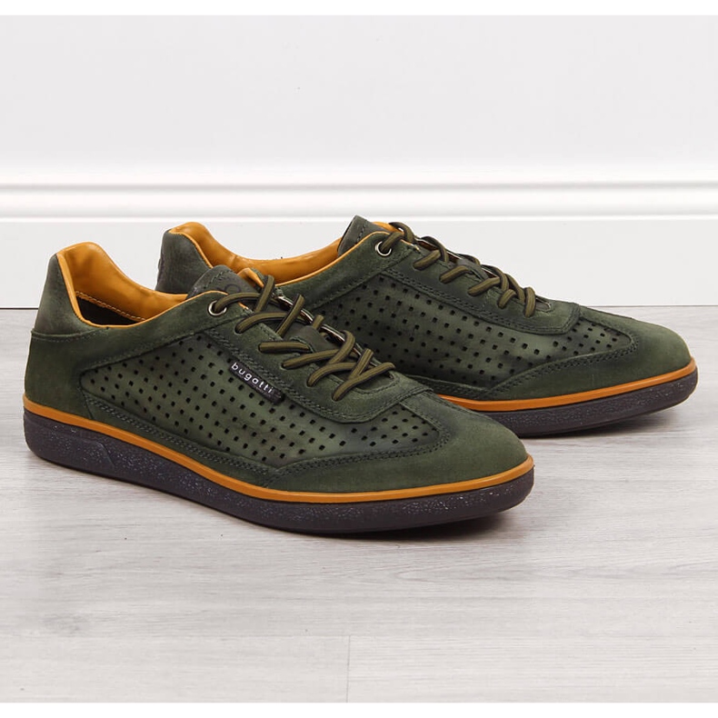 Zöld áttört bőr férfi cipő Bugatti JJ153022 1 Zöld áttört bőr férfi cipő Bugatti JJ153022 1