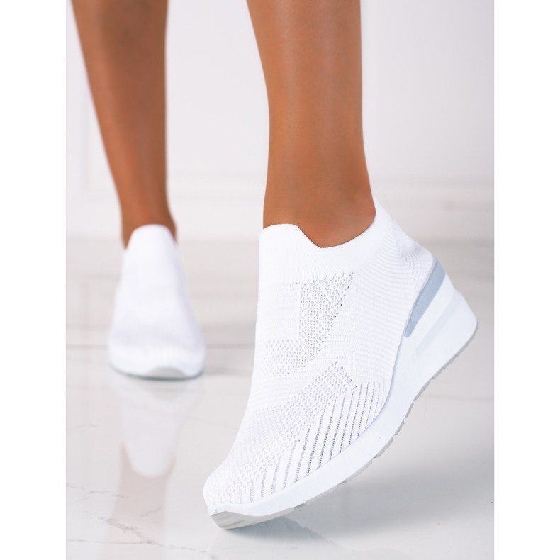 SHELOVET Wedge Slip-On Cipők fehér 2