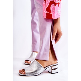 PA2 Bőr női papucs a sarkon ezüst Perry 1 PA2 Bőr női papucs a sarkon ezüst Perry 1