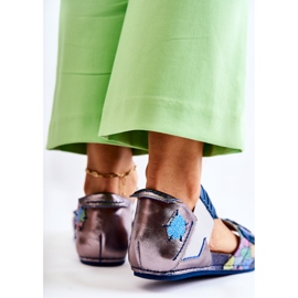 Bőr szandál bordás Maciejka 03375 kék 1