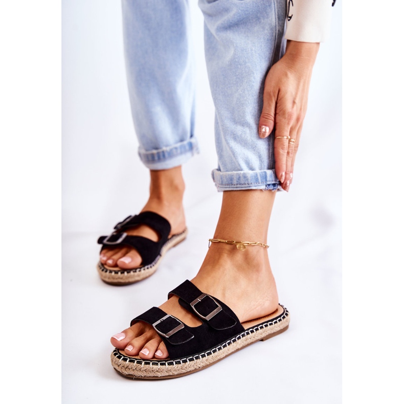 PG1 Klasszikus velúr női papucs fekete Casilda 1