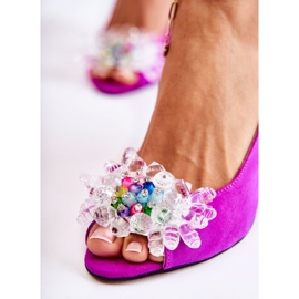 PA2 Divatos velúr pumpás szandál fukszia meriss díszítéssel rózsaszín 2