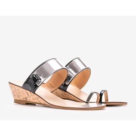 Fekete nyitott ékpapucs Trentino 1