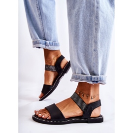 PE1 Női klasszikus szandál lapos sarkú fekete Catis 2