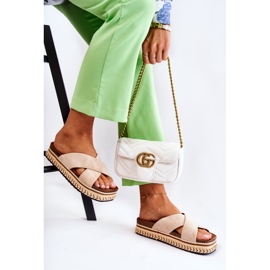 PG1 Női Velúr papucs Bézs Jossie Platformon 2