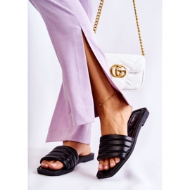 PG1 Fekete női bőrpapucs foltvarró Raulával 2