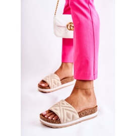 PG1 Női velúr papucs hatalmas bézs Heritta platformon 2