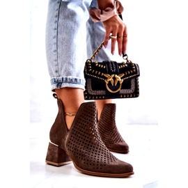 Velúr áttört csizma Lewski Shoes 3165 földvelúr barna 1