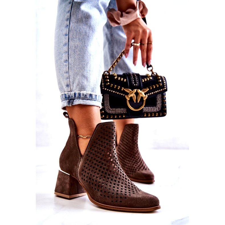 Velúr áttört csizma Lewski Shoes 3165 földvelúr barna 1