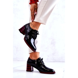 S.Barski Lakkozott alacsony cipő cipzárral fekete piros 2