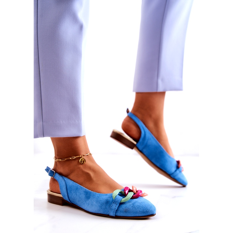 Lewski Shoes Velúr balerinák lánccal Lewski cipők 3125 kék sokszínű 2