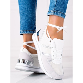 SHELOVET Kényelmes cipők fehér ezüst szürke 2