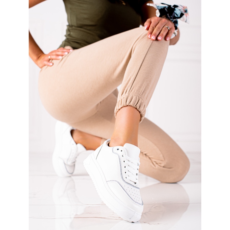 SHELOVET Cipők ezüst betéttel fehér 1