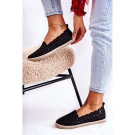 PE1 Női bebújós balerinák fekete velence virágokkal 2