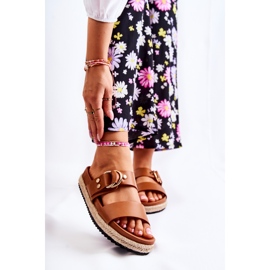 FB1 Divatos női bézs Penelope papucs barna 1