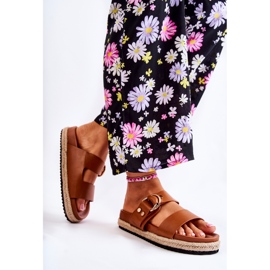 FB1 Divatos női bézs Penelope papucs barna 2