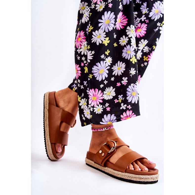 FB1 Divatos női bézs Penelope papucs barna 2