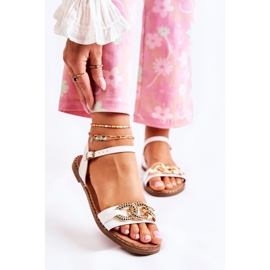 S.Barski Lapos sarkú női szandál fehér Minevra lánccal 2