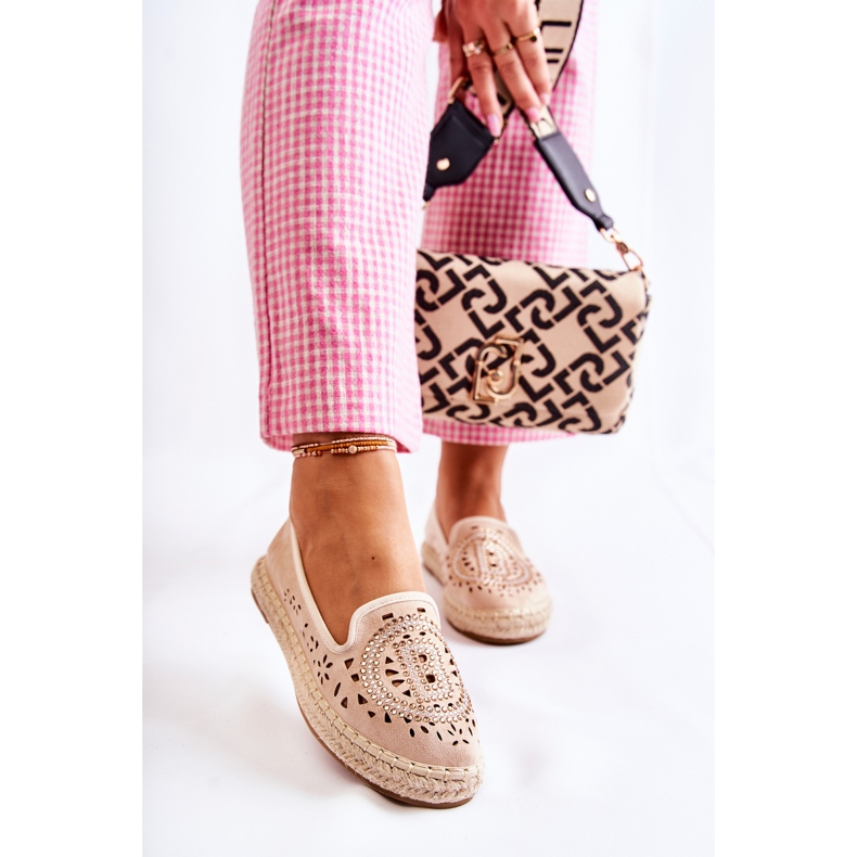 S.Barski Meredith bézs áttört, felbújós női espadrillák 2 S.Barski Meredith bézs áttört, felbújós női espadrillák 2
