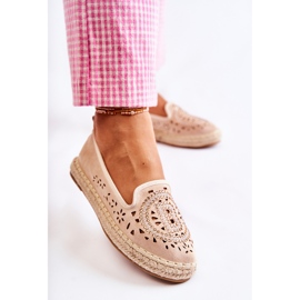 S.Barski Meredith bézs áttört, felbújós női espadrillák 1