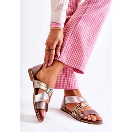 PE1 Bőr szandál Bordás Arany Apuliával ezüst aranysárga 2