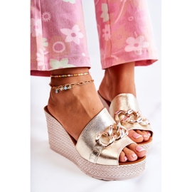 Lewski Shoes Bőr ékpapucs Lewski 3062 Golden aranysárga 1