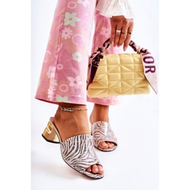 PA2 Bőr női papucs Zebra On Heel Pink-White Perry fehér fekete rózsaszín 1