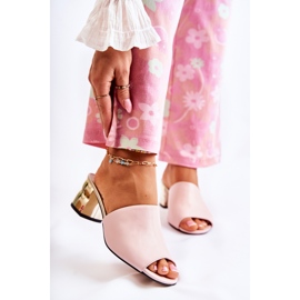 PA2 Bőr női papucs magas sarkú Pink Perry rózsaszín 2