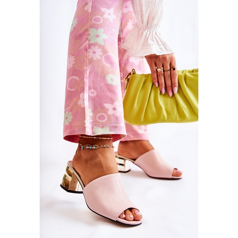 PA2 Bőr női papucs magas sarkú Pink Perry rózsaszín 1