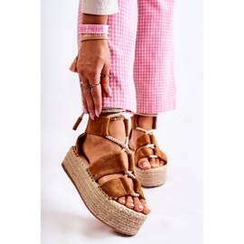 PS1 Női espadrillák Camel India Linen Platformon barna 1