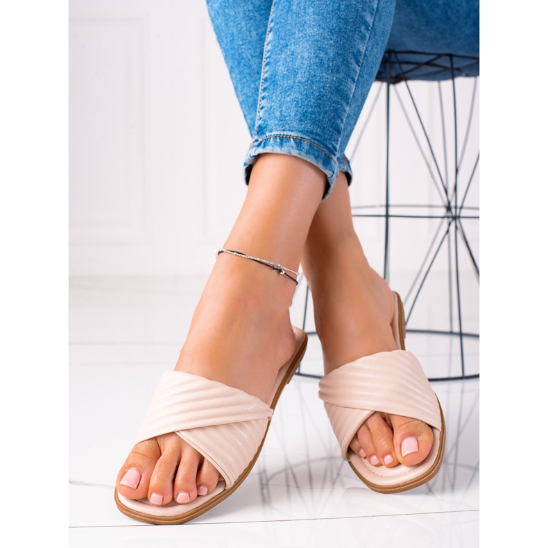 SHELOVET Női lapos papucs bézs 1 SHELOVET Női lapos papucs bézs 1