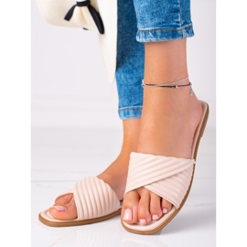 SHELOVET Női lapos papucs bézs 2 SHELOVET Női lapos papucs bézs 2