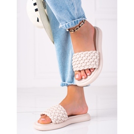 SHELOVET Fonott női papucs bézs 1