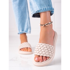 SHELOVET Fonott női papucs bézs 2