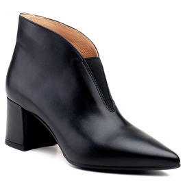 Marco Shoes 1460B karcsú fekete bőr bokacsizma gumi felsőrésszel 1