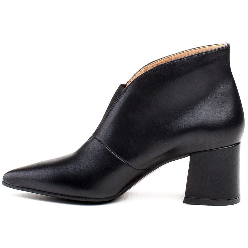 Marco Shoes 1460B karcsú fekete bőr bokacsizma gumi felsőrésszel 2