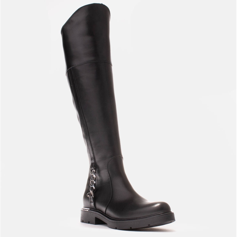 Marco Shoes Magas csizma gumival és lánccal fekete 1