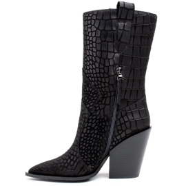 Marco Shoes Marco csizma 1408K cowboy csizma állat motívummal fekete 1