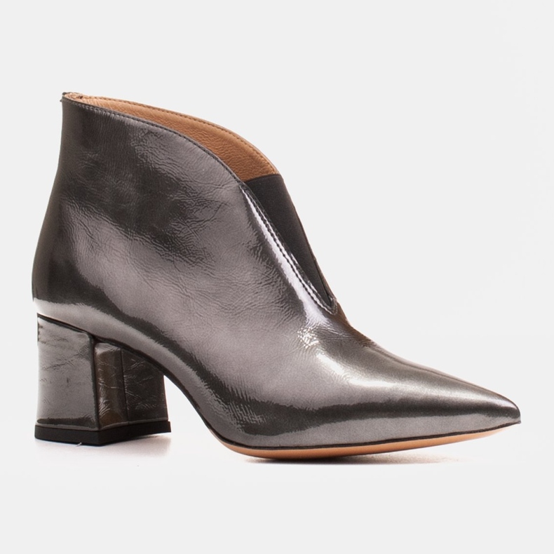 Marco Shoes 1460B karcsú szürke bőr bokacsizma gumi felsőrésszel 1