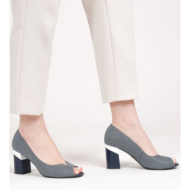 Marco Shoes Navy blue 1636P csíkos szivattyúk sötétkék 1