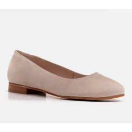 Marco Shoes Elegáns balerinák bézs színű természetes velúrból 1