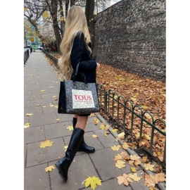 Marco Shoes Magas lapos csizma természetes domború bőrből fekete 1