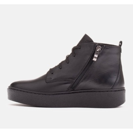 Marco Shoes Puha bőrből készült alacsony fűzős csizma fekete 3