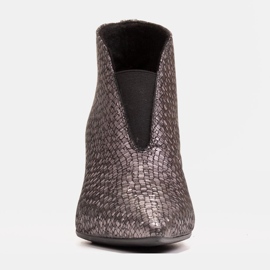 Marco Shoes 1460B karcsú szürke bőr bokacsizma gumi felsőrésszel 1