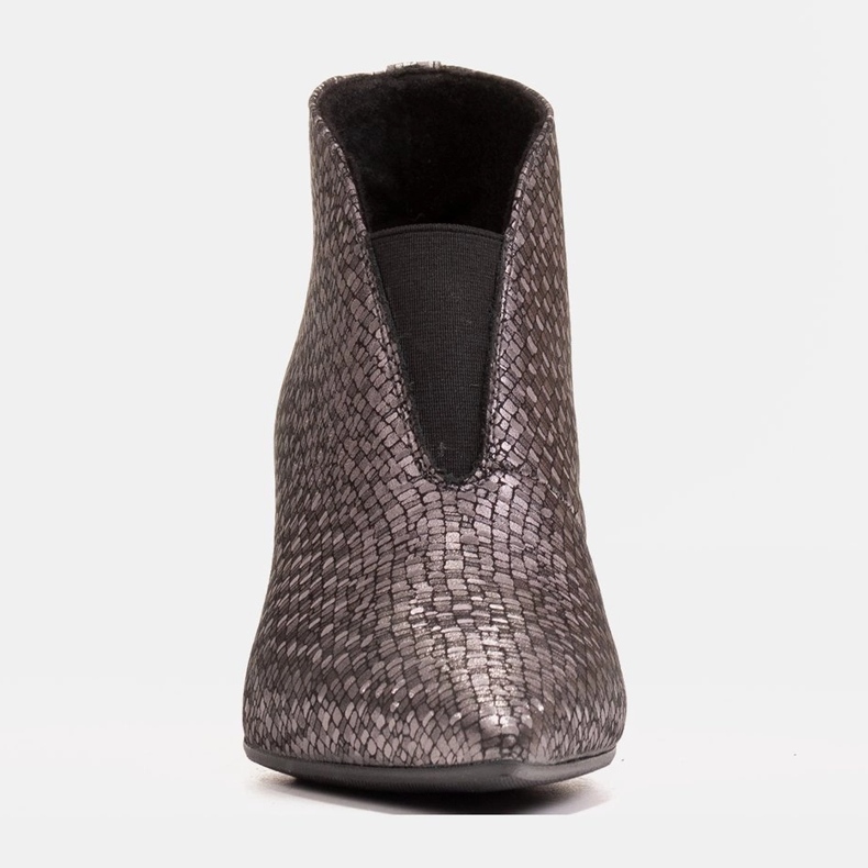 Marco Shoes 1460B karcsú szürke bőr bokacsizma gumi felsőrésszel 1