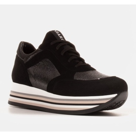 Marco Shoes Könnyű cipők vastag, természetes bőrből készült talpon fekete 1