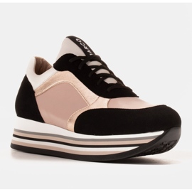 Marco Shoes Könnyű cipők vastag, természetes bőrből készült talpon fekete rózsaszín 6