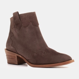 Marco Shoes Barna cowboycsizma valódi zergebőrből, szigetelés nélkül 1