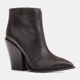 Marco Shoes Női cowboycsizma természetes bőrből fekete 1