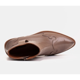 Marco Shoes Bézs színű csizma természetes bőrből, szigetelés nélkül 9